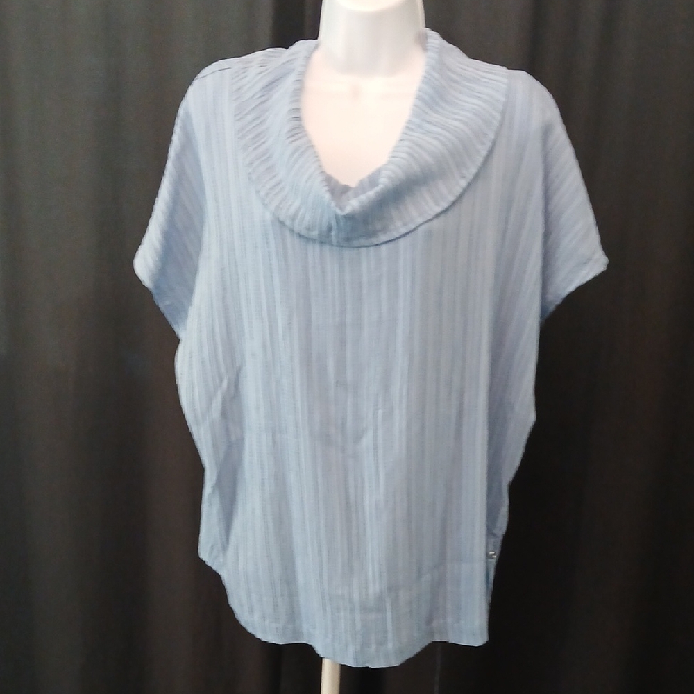 Blue Cowl Neck Blouse